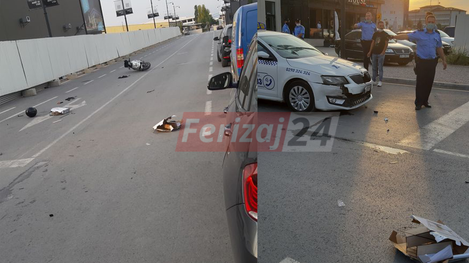 WP 41 1 - Aksident në Ferizaj: Goditet një motoçiklist nga një taksist (FOTO)