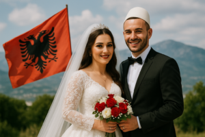 20251003 0023 Albanian Wedding Celebration simple compose 01k6kg9rtee8jv7pjw0kpwbz2k 300x200 - Martesa në Kanunin e Lekë Dukagjinit – Rregull, nder dhe zakone